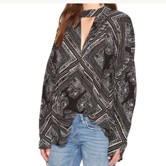 NWT Free People Bohemian Tunic Keyhole Blouse - Picture 3 of 8